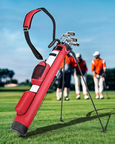 Golf Lightweight Stand Bag, Portable Golf Carry Bag with Insulated Cooler Pocket, Easy to Carry and Ideal for Driving Range, Pitch n Putt, Par 3, Executive Courses - color: Red