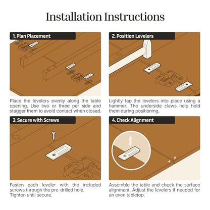 Steel Table Leaf Leveler with Screws | Pack of 12 | Table Leaf Hardware | TT5-S