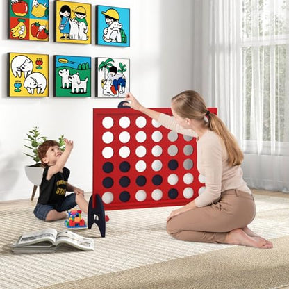 GLACER Giant 4-in-a-Row Game Set, Indoor/Outdoor Connect Game 4 w/ 42 Jumbo Chips & Quick-Release & Heavy-Duty 600D Oxford Storage Bag, 4-to-Score Game Set for Kids & Adults, Parties & Backyard