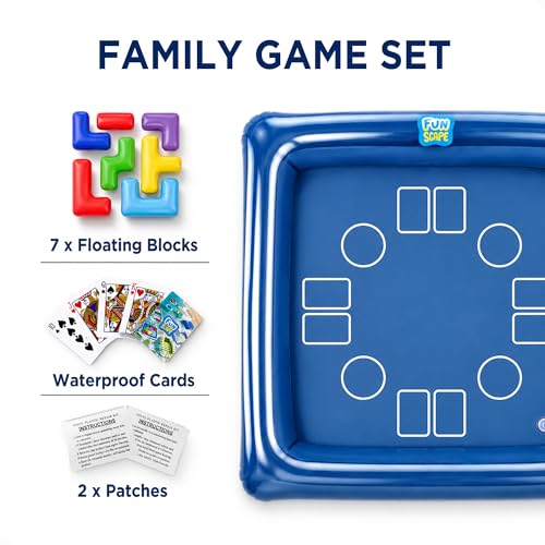 Funscape Floating Table Pool Game Toys, Inflatable Water Play Floating Toy W/Playing Cards, Fun Swimming Pool Float Block Game, Outdoor Travel Yard Beach Play Summer Family Party Gift for Child Adult