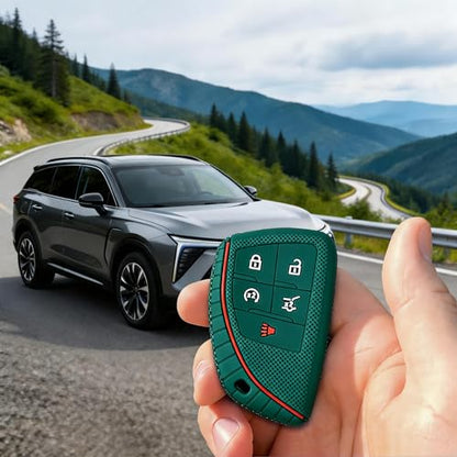 Silicone Key Fob Cover 2 Pack, Key Protector - 360° Key Protection Case for Chevrolet 2020-2026 Trailblazer/Equinox/Malibu, Anti-Scratch Silicone Key Cover (Black/Green) - color: Black/Green