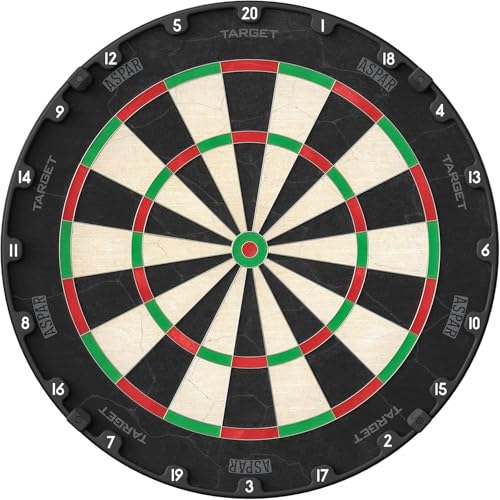 Target Darts Aspar Dart Board | Steel Tip Dartboard with Self Recovering Sisal Bristles & Rotational Score Ring | Thin Wire Regulation Competition Size Dart Board Set | Professional Darts Accessories