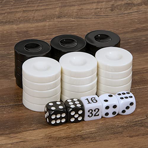 Classic Checkers Game Set with Drawstring Cloth Storage Bag (30pcs Black&White)