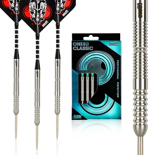 ONE80 90% VHD Steel Tip Tungsten Dart, Professional Barrel Style with Extra Flights, Shafts and Sharpener Gift Box Packaging - style: F-21g