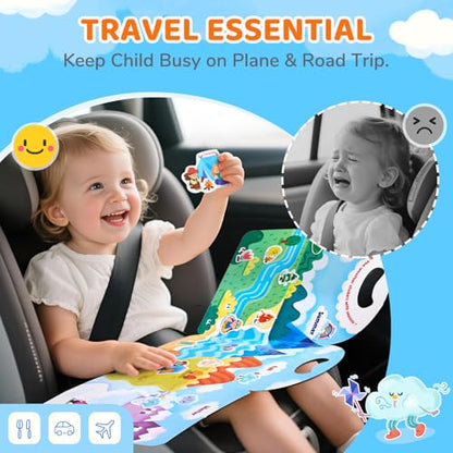 JoyCat Reusable Sticker Book - Stickers for Toddlers, Kids Sticker Activity Book, Travel Toys for Road Trip, Car & Airplane, Educational Learning Gifts for Boys and Girls Ages 3-5 (Weather) - style: Weather
