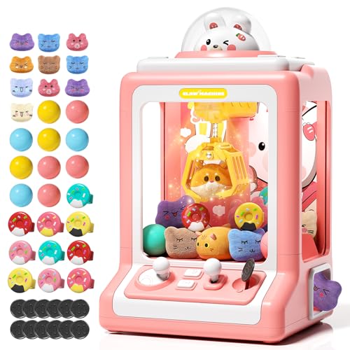 Jovow Claw Machine for Kids - Mini Vending Machine with Volume Control & Music, Electronic Rabbit Prize Dispenser Toys with 30 Prizes (Plush, Eggs), Party Birthday Gifts for Girls Age 3 4 5 6-8 - style: Rabbit
