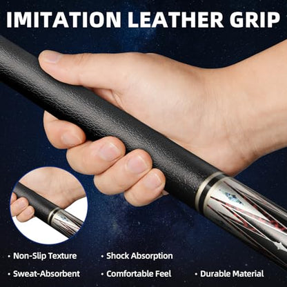 AKLOT Fiberglass Graphite Composite 2 Billiard Pool Cue Sticks 20oz 58inch 13 MM Cue Tip One-Piece Pool Cue Low-Deflection Billiard Cue for Home & Bar Play
