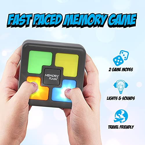 Point Games Handheld Memory Game, Kids Electronic Games, Sequence Fun for Kids with Lights & Sounds, Brain Challenge for Boys & Girls Ages 8+ - style: Square Memory Flash