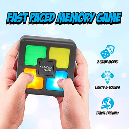Point Games Handheld Memory Game, Kids Electronic Games, Sequence Fun for Kids with Lights & Sounds, Brain Challenge for Boys & Girls Ages 8+ - style: Square Memory Flash