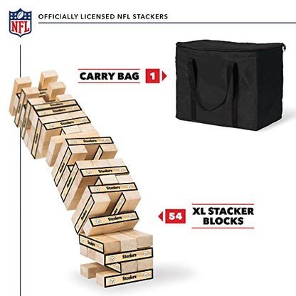 Wild Sports NFL Giant Stacking Wooden Blocks – Tumbling Tower Classic Family Game Stacks – Great Gift for Any Football Fan! - color: Pittsburgh Steelers