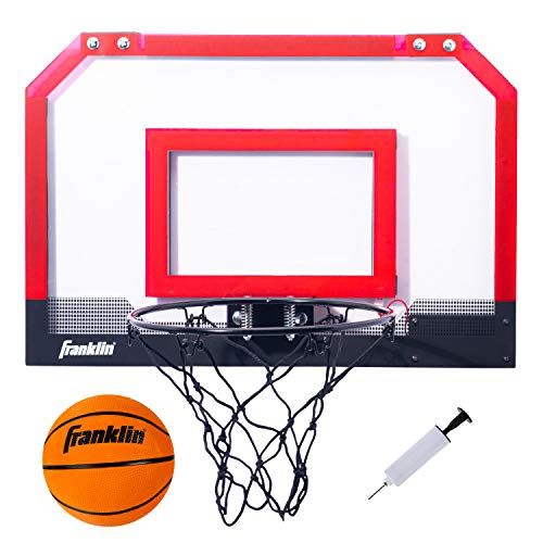 Franklin Sports Over The Door Indoor LED Basketball Hoops-Steel Rim Mini Basket-Includes Ball and Pump-Light Up Backboard - style: Red Light Up