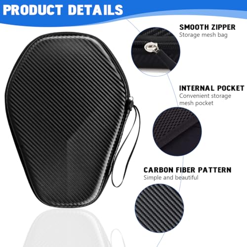 Proberos® Table Tennis Paddle Case, Ping Pong Racket Storage Case, Waterproof Thicken EVA Hard Shell Carbon Fiber Pattern Protective Storage Bag, Built in Mesh Ping Pong Ball Pocket
