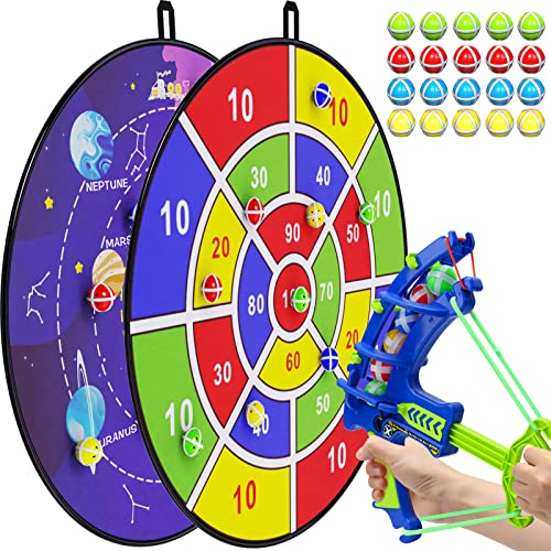 BooTaa 29" Large Dart Board for Kids, Kids Dart Board with Sticky Balls, Boys Toys, Indoor/Sport Outdoor Fun Party Play Game Toys, Birthday Gifts for 3 4 5 6 7 8 9 10 11 12 Year Old Boys Girls - style: 100 Scores +Outer Space + Bow