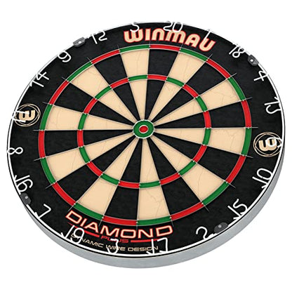 WINMAU Diamond Plus Dartboard - PDC Tournament Dart Board with High-Density Sisal & Reduced Bounce-Out Wiring - Available as Board Only, Surround Set or Cabinet Set with Steel Tip Darts