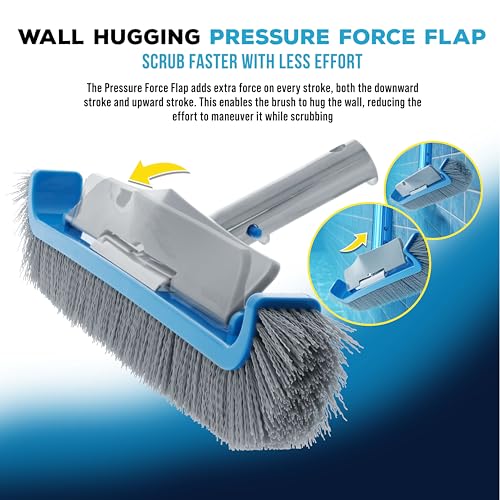 U.S. Pool Supply 17.5" Pool Brush Head for Inground Pools - Swimming Pool Brush with Curved Ends, Aluminum Pole Handle, Durable Bristles, Scrub Floors, Walls, Step - Above Ground, Vinyl Liners, Leaves - style: 17.5” Curved with Wall Flap