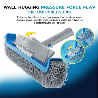 U.S. Pool Supply 17.5" Pool Brush Head for Inground Pools - Swimming Pool Brush with Curved Ends, Aluminum Pole Handle, Durable Bristles, Scrub Floors, Walls, Step - Above Ground, Vinyl Liners, Leaves - style: 17.5” Curved with Wall Flap