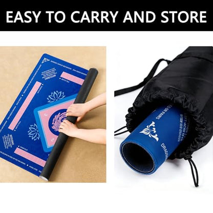Mahjong Mat for Table,CUFURNIX 31.5''x31.5'' Non-Slip & Noise Reduction Mahjong Mat with Rules,Mah Jongg Gift with Carrying Bag for Poker,Board Games,Dominoes,Cards & Tile Games (Blue-Pink) - color: Blue-pink