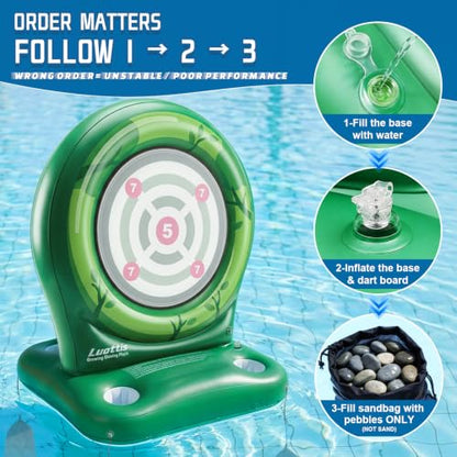 Inflatable Dart Board Pool Toys Games, Pool Toys for Kids Ages 8-12, Axe Throwing Game with 4 Soft EVA Axes, Summer Swimming Pool Games Water Toy Pool Party Games for Teens Adults Family