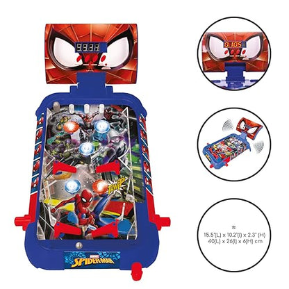 LEXiBOOK Marvel Spider-Man, Table Electronic Pinball, Action and Reflex Game for Children and familiy, LCD Screen, Light and Sound Effects, Blue/red, JG610SP - style: Spider-Man