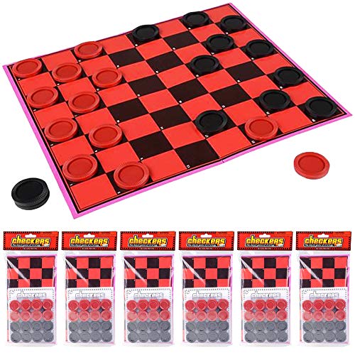 Gamie Checkers Board Game for Kids, Set of 6, Classic Checkers with Red and Black Pieces, Fun Travel Games for Kids and Adults, Cool Birthday Party Favors and Goodie Bag Fillers - size: 11" x 9.75"