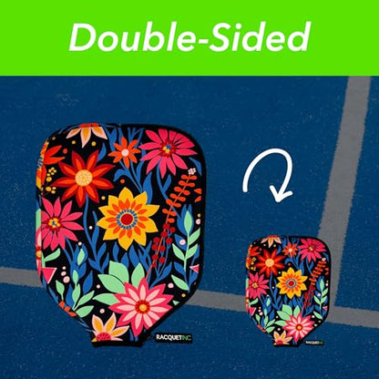 Racquet Inc Tennis Gifts Pickleball Paddle Cover Sleeve – Universal Fit for Standard Paddles, Neoprene Protective Case with Zipper, Pickleball Paddle Cover, Gift for Pickleball Players - color: Bloom Smash