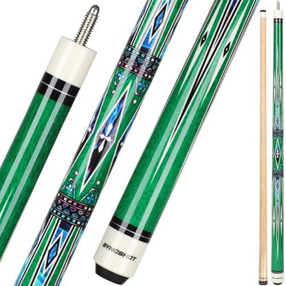 Pool Cues Set of 5/4/1, Pool Sticks for Adults 58 48 Inch 15 18 19 20 21oz Maple Wood Billiards Cue Sticks, for Professional Billiard Players Bars Home Hall Table Sport - color: 1 Piece (19oz Green)