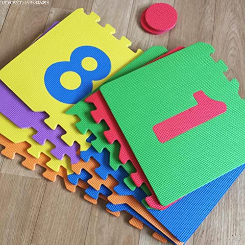 Hopscot Playmat Kids Foam Play Mat,Soft & Non-Toxic Interlocking Puzzle Play Mats EVA Exercise Mat,10 Large Number Foam Tiles (12" by 12" Blocks)