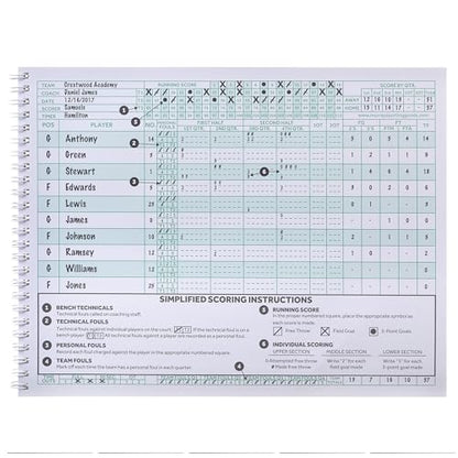 Murray Sporting Goods Classic Basketball Scorebook - 35 Games Green Score Keeper Book | Stat Tracker Scoresbook for Youth Basketball