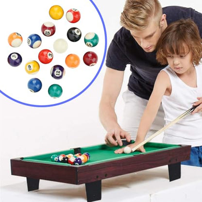 Joyzan Mini Pool Balls, Small Size Billiard Table Ball Set American Style Pool Cue Balls Complete 16 Professional Resin Full Toy kit Accessories 1.5in Replacement Family Game Sports Children Kids