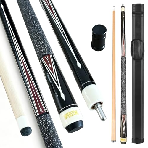 SUPERDIAMOND Pool Cue Stick Set Billiard Cue Sticks with Hard Case, 2-Pieces 58" Pool Table Sticks, 12.5 mm Tip Pool Queue,Pool Stick Set for Home Recreation, Billiards Clubs, Training - style: Billiard Cue Sticks-YMX-Y-D-1S
