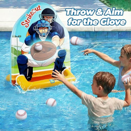 Funscape Kids Inflatable Baseball Pool Toy, Fun Swimming Pool Soft Ball Toss Game, Outdoor Yard Water Target Sports Activity, Cool Summer Beach Family Party Gift 3 4 5 6 7 8 Yr Boy Girl Child-Baseball - style: Baseball