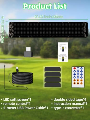 24 "* 5" Golf Cart Devil Eyes Light Sign,LED Sign for Store, Programmable Flexible LED Matrix Panel with APP and Remote Control,Pre-Made Animations & Customizable - size: 24"*5"