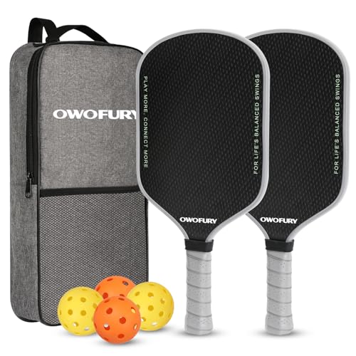 Fiberglass Pickleball Paddles Set of 2, Pickle Ball Racket Lightweight Honeycomb Core Control Paddle, with 4 Indoor Outdoor Balls and Bag for Men Women - color: Black marble