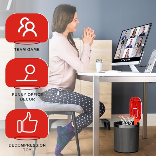 Honoson 3 Sets Indoor Trash Can Basketball Game Set Includes 3 Mini Clip on Basketball Hoop with Backboard 6 Inflatable Ball Pump Office Decompression Toy Birthday Gift Back to School(Classic) - color: Black