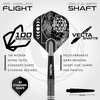 Winmau Darts Callisto Series 90% Professional Tungsten Soft Tip Darts Set with Dart Flights and Dart Shafts (Stems) - Available in 18g Weight and Three Styles - size: 18G, style: Callisto 1