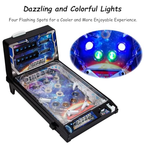 Electronic Pinball Ball Shooting Game for Kids and Adults, Retro Arcade Machine Puzzle Games with Lights, Sounds and Scoreboard, Classic Tabletop Pinball Toys