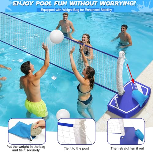 Pool Basketball Hoop&Pool Volleyball Net 2 in 1,Pool Toys Basketball Game with Weighted Base&Stand,2 Water Volleyball&2 Basketball and Pump,Summer Outdoor Family Party Pool Games for Kids Adults - size: basketball hoop