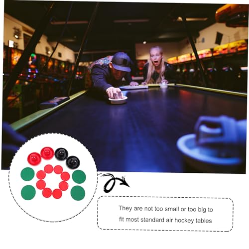 Totority Air Hockey Pushers and Plastic Pucks Replacement Accessories for Game Tables Lightweight High Impact Resistant Plastic Hockey Parts in Blue Black Red and Light Green Includes Pucks