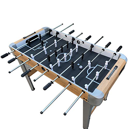 Hathaway Amherst Foosball Table Adult Size - 48-in Foosball Table for Adults & Kids with 2 Foosball Balls & ABS Molded Players - Complete Soccer Table Game Set for Family Game Rooms & More - Light Oak