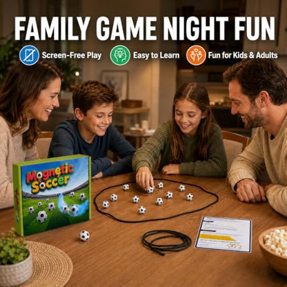 POSOUL 20 Balls Magnetic Game with String, Soccer-Themed Magnet Board Set | Portable Tabletop Strategy Toy for Parties, Travel and Camping, Gift for Kids Ages 3+ and Adults