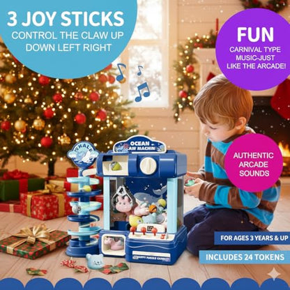 Kids Claw Machine, Arcade Game Toy for Ages 8-13, Candy Vending Toys for Girls and Boys, Electronic Claw Game Machine for Party with Lights Sound, Birthday Gifts for 6 7 9 10 12 Years Old - style: 2-in-1 Large Whale Wonder