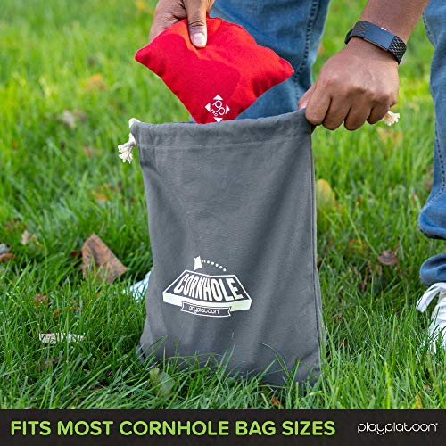 Play Platoon Cornhole Bag Holder - Tote Bag for Carrying Corn Hole Bean Bags - size: 8, Gray String