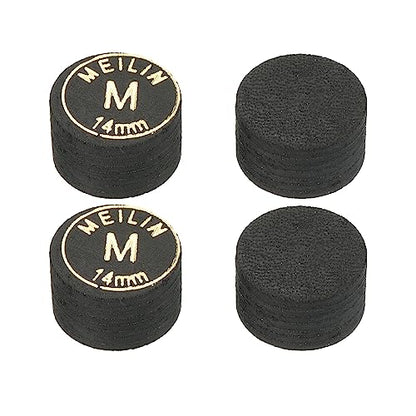 M METERXITY Pool Cue Tips - Laminated Billiard Cue Tips Multiple Layer Faux Leather Apply to Pool Cues/Snooker - size: 14mm, style: Medium
