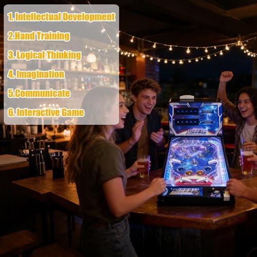 Tabletop Pinball Machine Electronic Pinball Toy with Light Sound and Scorer Mini Arcade Pinball Ball Shooting Game for Kids