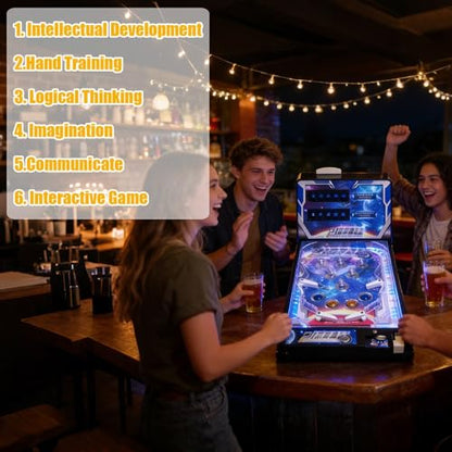 Tabletop Pinball Machine Electronic Pinball Toy with Light Sound and Scorer Mini Arcade Pinball Ball Shooting Game for Kids
