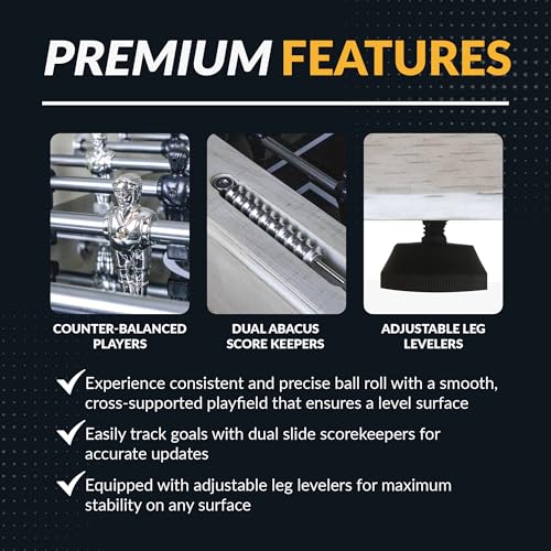 Hathaway Montecito 55 inch Foosball Table Adult Size for Family Game Rooms - With Smooth Playfield, Dual Abacus Scoring, ABS Weighted Players, Sturdy Leg Levelers & 2 Foosballs – Driftwood