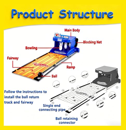 Electronic Bowling Alley Game for Home, 3.5m Indoor Bowling Game with LED Scoreboard, Auto Reset, Lighting and Sound Effects, Bowling