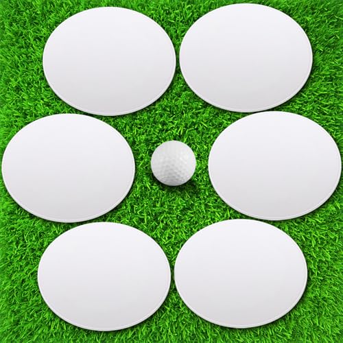 RoundFunny 6 Pcs Golf Putting Target Hole Cup Bulk Golf Goal Circles Putt Disk Green Accessories for Golfers Putting Training Indoors Practice Outdoors Aid - size: 4.25 x 4.25 x 0.08", style: White