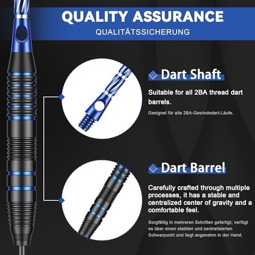 24g Steel Tip Darts Set with Carrying Case | Knurled grip barrels, Aluminum shafts with O-rings, Extra flights, Balanced feel, Practice and league play