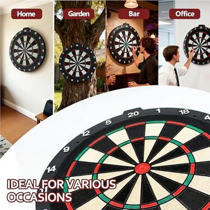 18 Inch Soft Tip Dart Board for Adults, Staple-Free Plastic Surface with 6 Aluminum Darts & 20 Extra Tips, Indoor/Outdoor Game Room Bar Dartboard Set